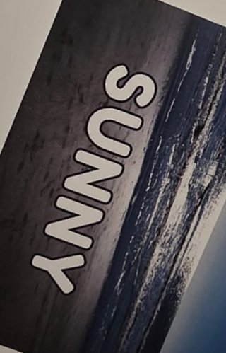 Tarjeta de weather flashcards con la palabra "SUNNY" para enseñar vocabulario del clima en inglés.